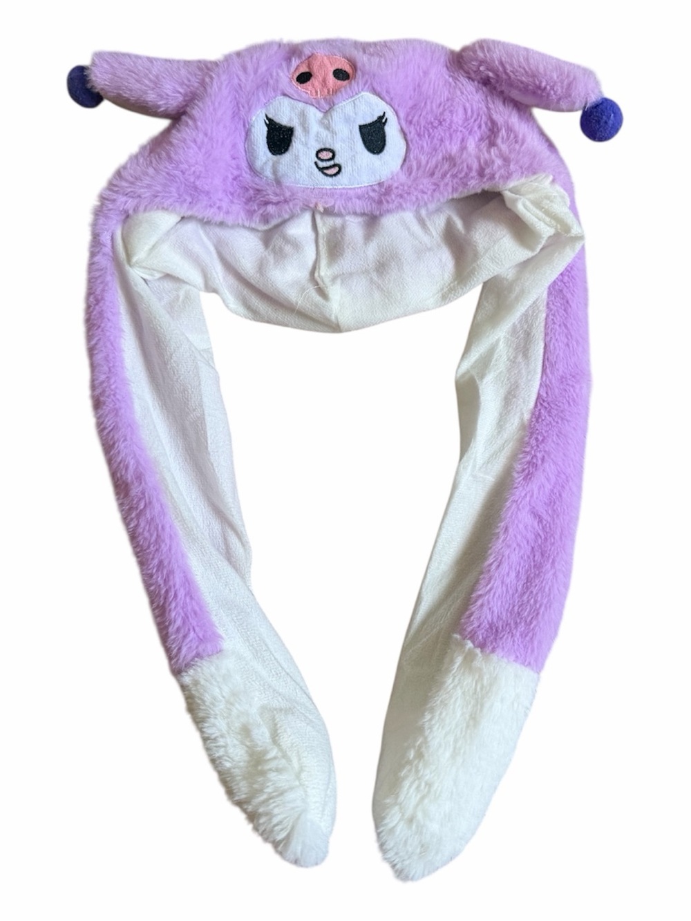 Kuromi Plush Purple Hat with Moving Ears